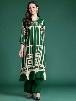 Women Printed Beads and Stones Kurta with Palazzos 4