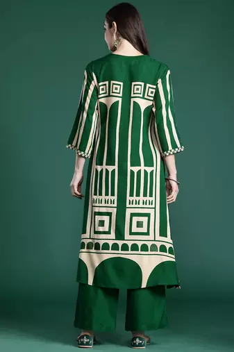 Women Printed Beads and Stones Kurta with Palazzos