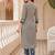 Women Striped Regular Thread Work Pure Cotton Kurta with Trousers & With Dupatta