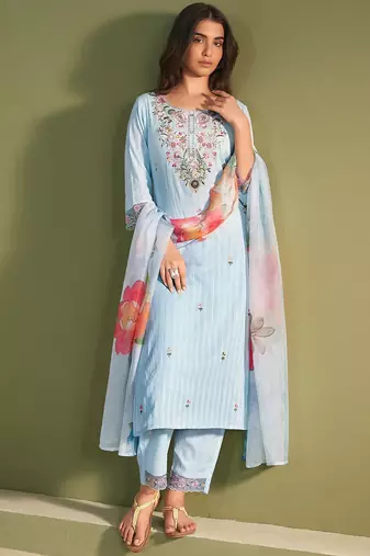 Women Ethnic Motifs Embroidered Thread Work Kurta with Trousers & With Dupatta
