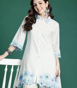 Floral Embroidered Pure Cotton Kurta with Palazzos