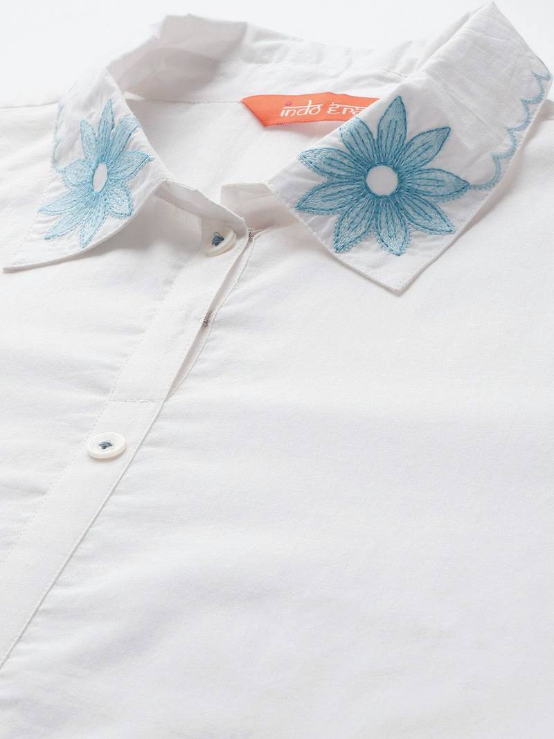Floral Embroidered Pure Cotton Kurta with Palazzos