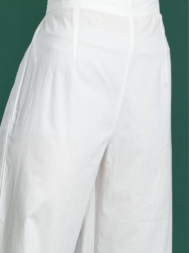 Floral Embroidered Pure Cotton Kurta with Palazzos
