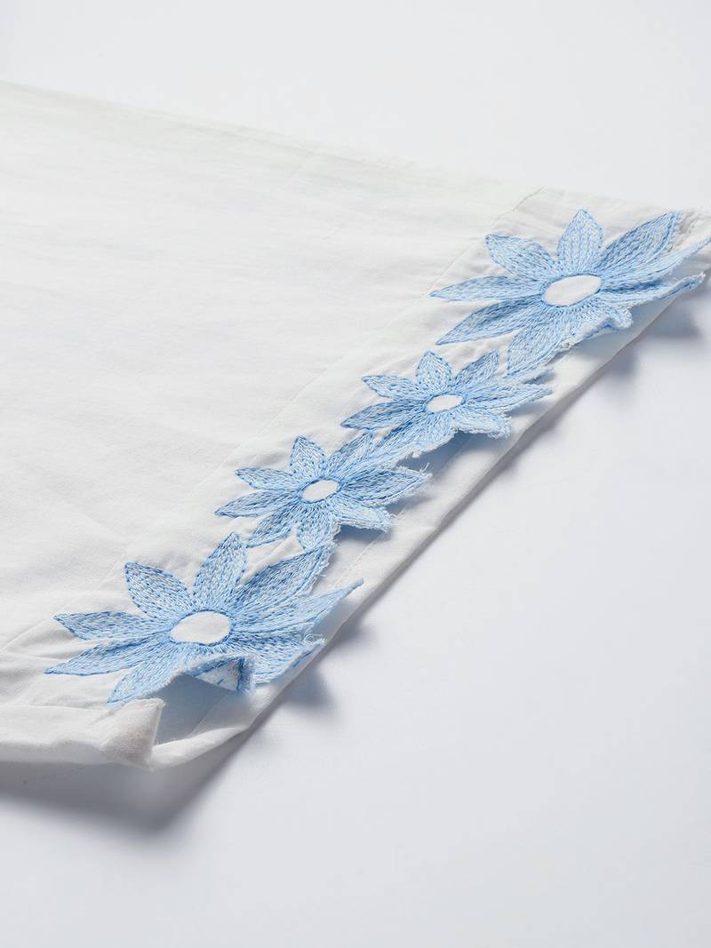 Floral Embroidered Pure Cotton Kurta with Palazzos