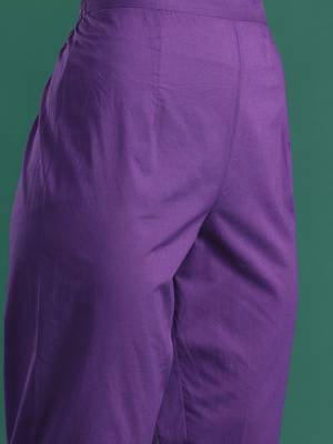 Floral Printed Mirror Work Pure Cotton Kurta With Trousers & Dupatta 3