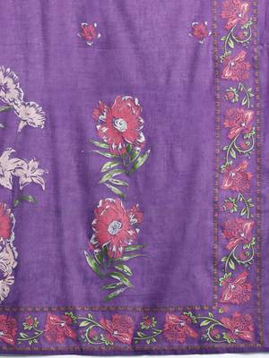 Floral Printed Mirror Work Pure Cotton Kurta With Trousers & Dupatta 4