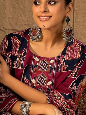 Printed Straight Kurta & Trousers With Dupatta set 3