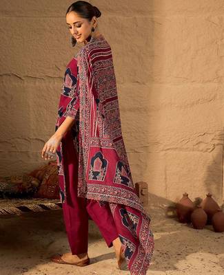 Printed Straight Kurta & Trousers With Dupatta set 5