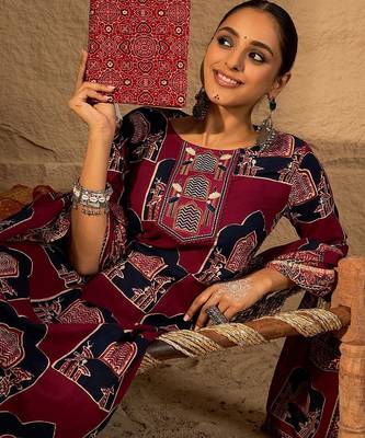 Printed Straight Kurta & Trousers With Dupatta set 7