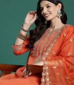 Ethnic Motifs Embroidered Gotta Patti Kurta With Trousers & Dupatta
