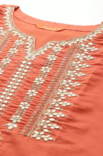 Ethnic Motifs Embroidered Gotta Patti Kurta With Trousers & Dupatta