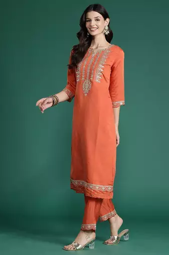 Ethnic Motifs Embroidered Gotta Patti Kurta With Trousers & Dupatta
