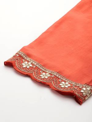 Ethnic Motifs Embroidered Gotta Patti Kurta With Trousers & Dupatta 9