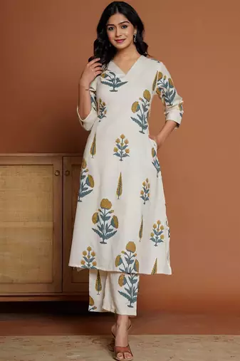 Women Floral Printed Regular Pure Cotton Kurta with Palazzos