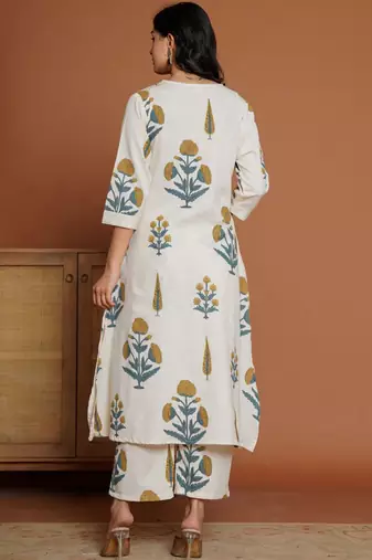 Women Floral Printed Regular Pure Cotton Kurta with Palazzos