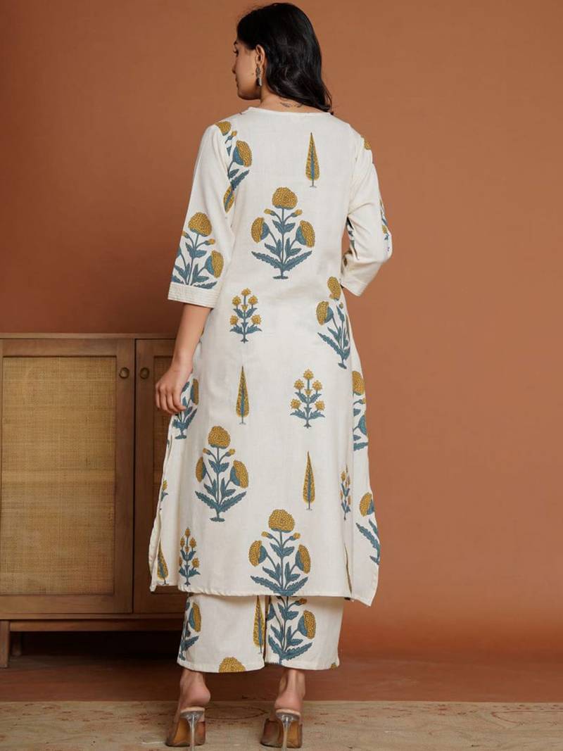 Women Floral Printed Regular Pure Cotton Kurta with Palazzos