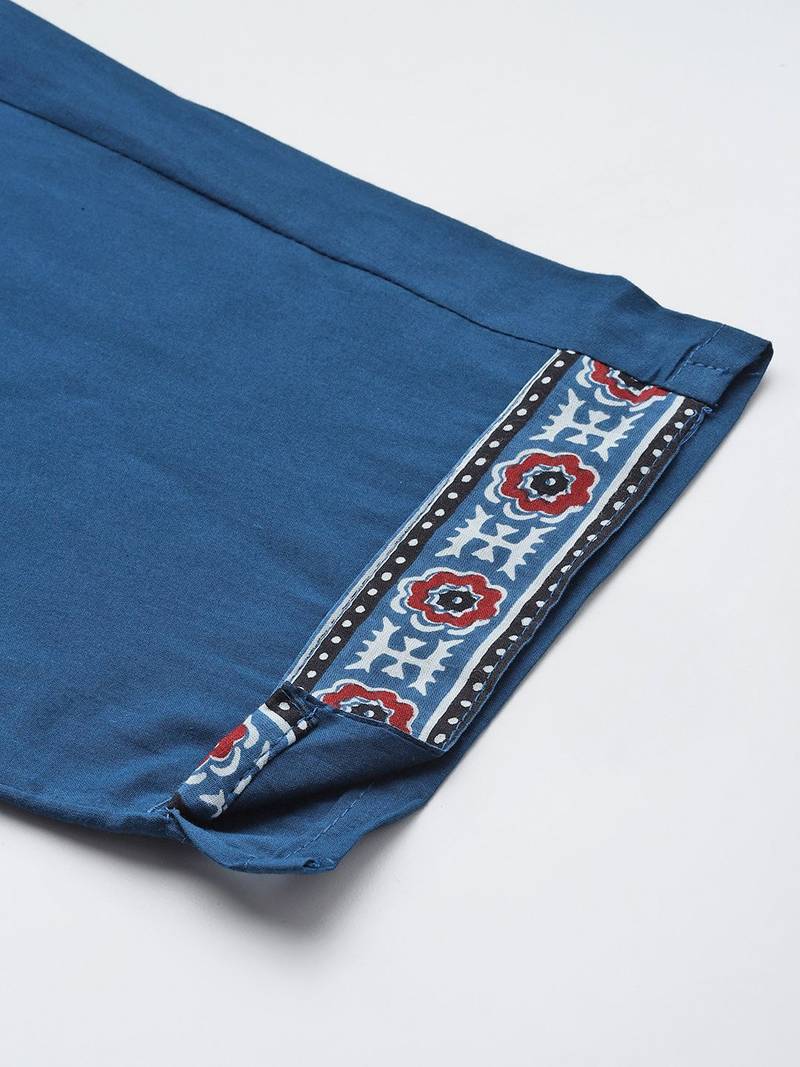 Ethnic Motifs Printed Thread Work Kurta with Trousers & Dupatta