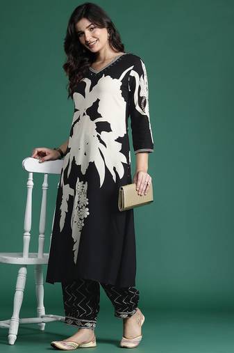 Floral Printed Kurta with Salwar with Sequinned Detail