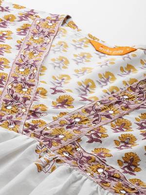 Floral Printed Empire Pure Cotton Kurta with Trousers & With Dupatta 2
