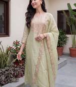 Women Ethnic Motifs Embroidered Regular Sequinned Kurta with Trousers & With Dupatta