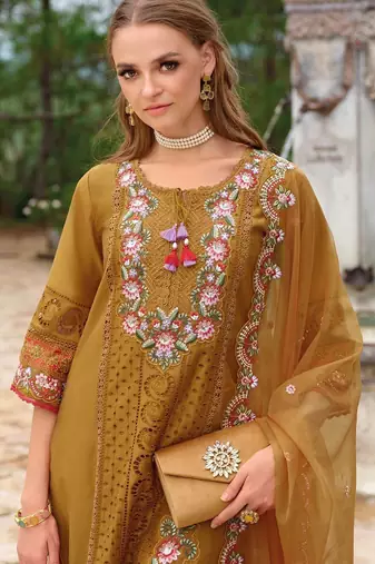 Adults-Women Woven Design Embroidered Kurta with Trousers & Dupatta