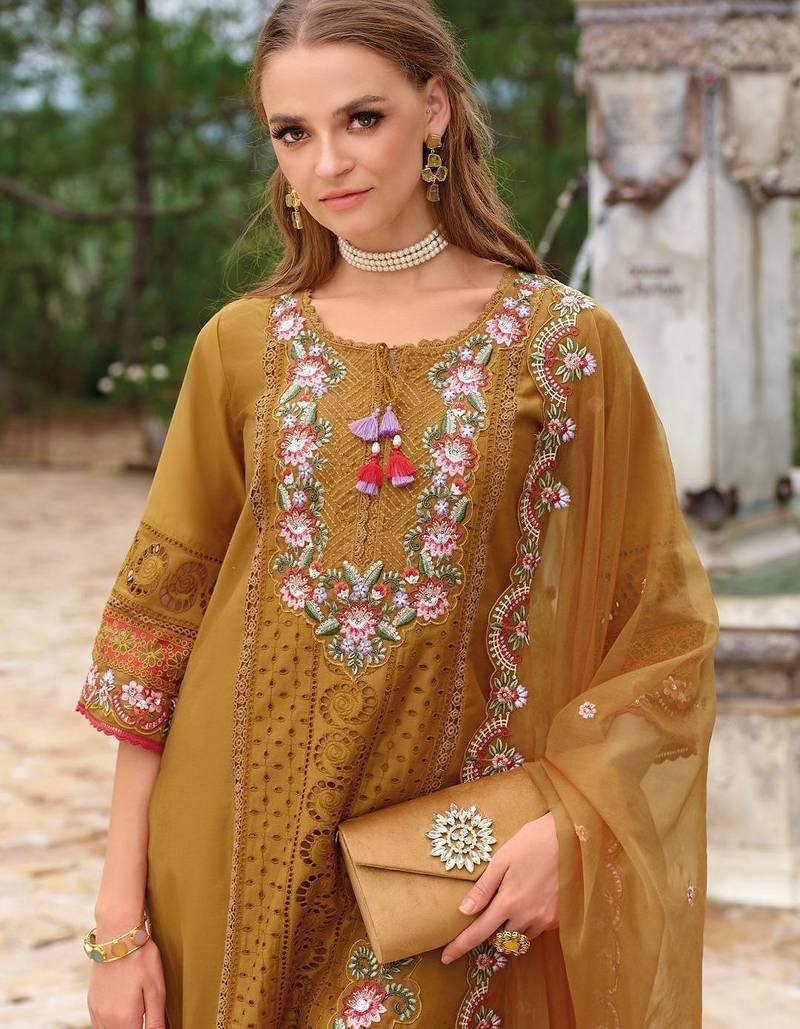 Adults-Women Woven Design Embroidered Kurta with Trousers & Dupatta