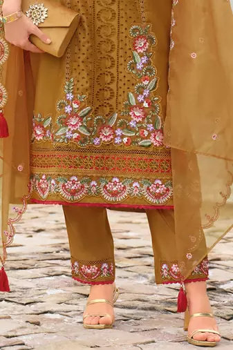 Adults-Women Woven Design Embroidered Kurta with Trousers & Dupatta