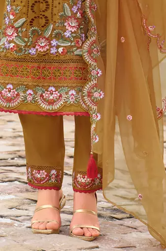 Adults-Women Woven Design Embroidered Kurta with Trousers & Dupatta