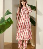 Women Ethnic Motifs Printed Pleated Pure Cotton Kurta with Trousers