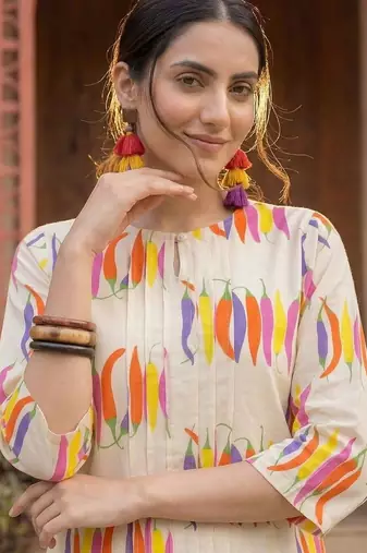 Women Printed Regular Pure Cotton Kurta with Trousers
