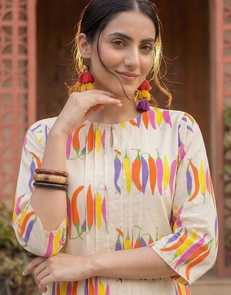 Women Printed Regular Pure Cotton Kurta with Trousers
