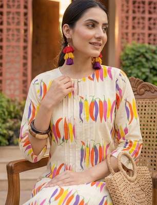 Women Printed Regular Pure Cotton Kurta with Trousers 3