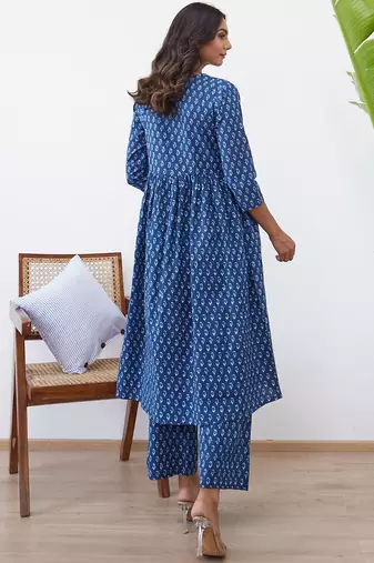 Women Ethnic Motifs Printed Empire Pure Cotton Kurta with Trousers