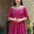 Embroidered Round Neck Thread Work Anarkali Kurta With Trousers