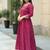 Embroidered Round Neck Thread Work Anarkali Kurta With Trousers