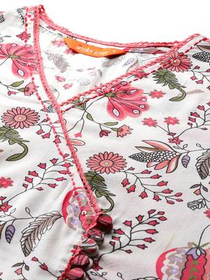 Floral Printed Pure Cotton Kurta with Trousers & Dupatta 2