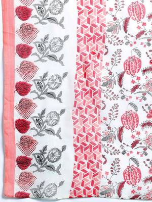 Floral Printed Pure Cotton Kurta with Trousers & Dupatta 4