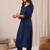 Floral Yoke Design V-Neck Sequinned Straight Kurta & Trousers