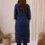 Floral Yoke Design V-Neck Sequinned Straight Kurta & Trousers