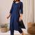 Floral Yoke Design V-Neck Sequinned Straight Kurta & Trousers