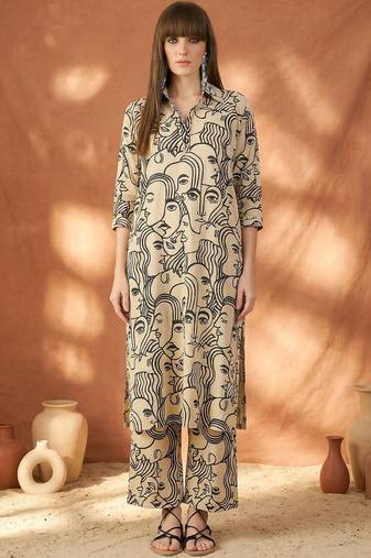 Women Printed Regular Pure Cotton Kurta with Trousers