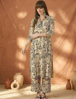 Women Printed Regular Pure Cotton Kurta with Trousers 4