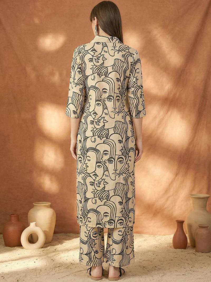 Women Printed Regular Pure Cotton Kurta with Trousers