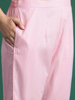 Embroidered Thread Work Pure Cotton Kurta With Trousers & Dupatta 4