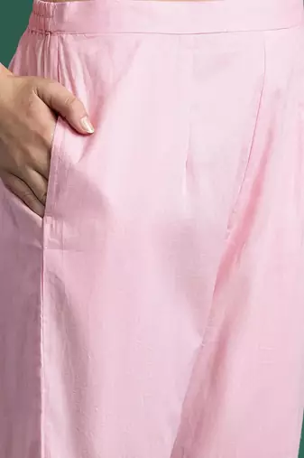 Embroidered Thread Work Pure Cotton Kurta With Trousers & Dupatta