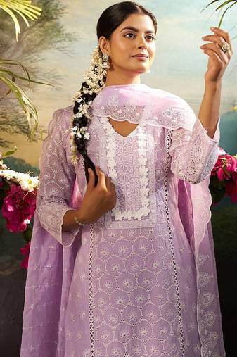 Women Ethnic Motifs Embroidered Cotton Kurta with Trousers & Dupatta