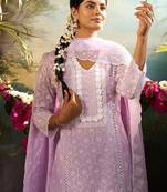 Women Ethnic Motifs Embroidered Cotton Kurta with Trousers & Dupatta