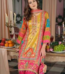 Women Ethnic Motifs Printed Regular Mirror Work Kurta with Palazzos & With Dupatta