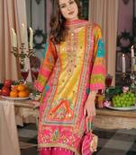 Women Ethnic Motifs Printed Regular Mirror Work Kurta with Palazzos & With Dupatta