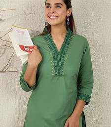 Ethnic Motifs Embroidered Thread Work Pure Cotton Kurta With Trousers